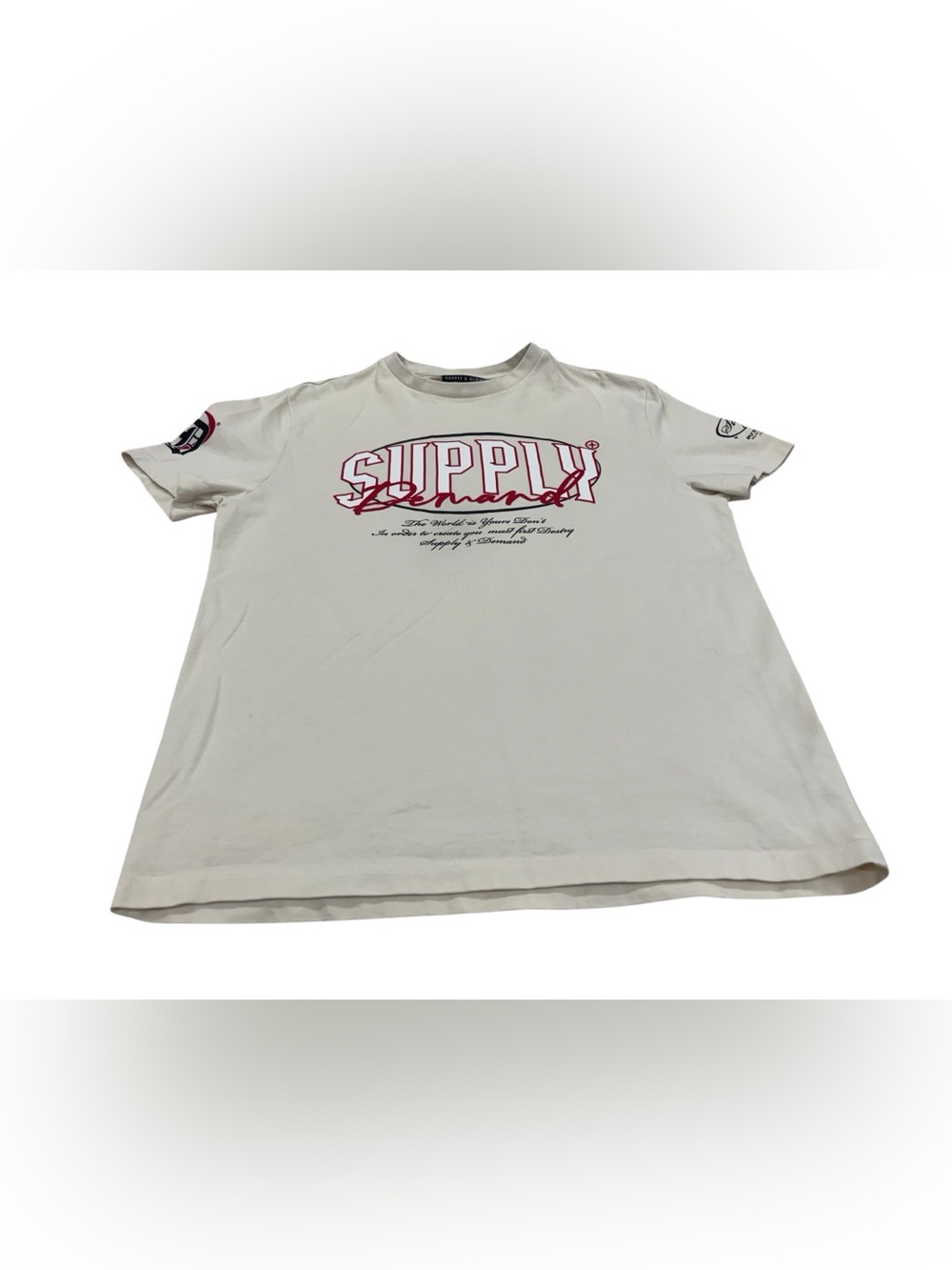 Brand White Graphic Crewneck Supply & Demand T-Shirt for Men